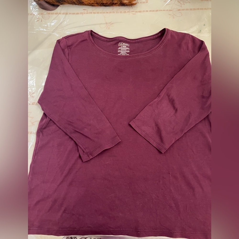 LL Bean Pima Cotton Purple size  L ~ T Shirt